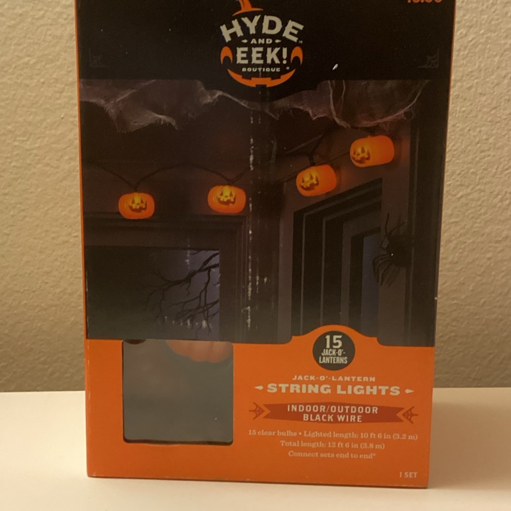 Hyde & Eek! Orange Jack-O'-Lantern String Lights